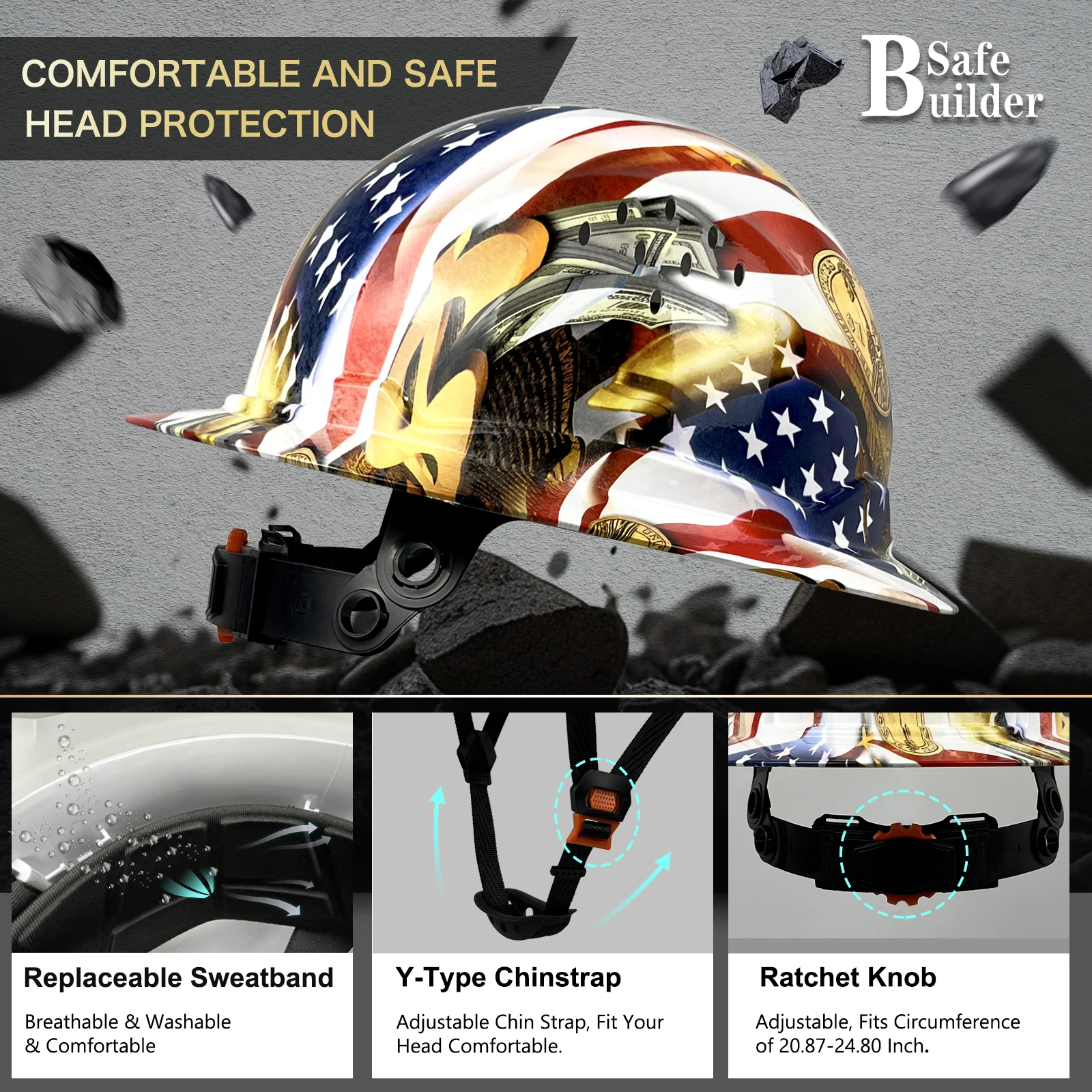 Casque - anti-bruit,Casque de sécurité à bord complet,autocollants en