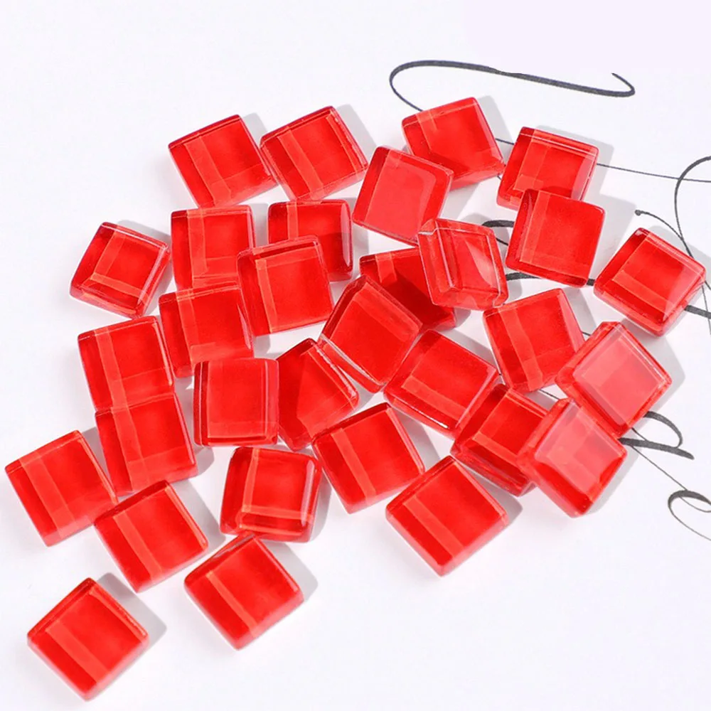 Mosaic Tiles for DIY Craft Blue Shine Assorted Color 50pcs Glass Glitter Grain Supplies Pieces Bulk Square Shape Home Decoration