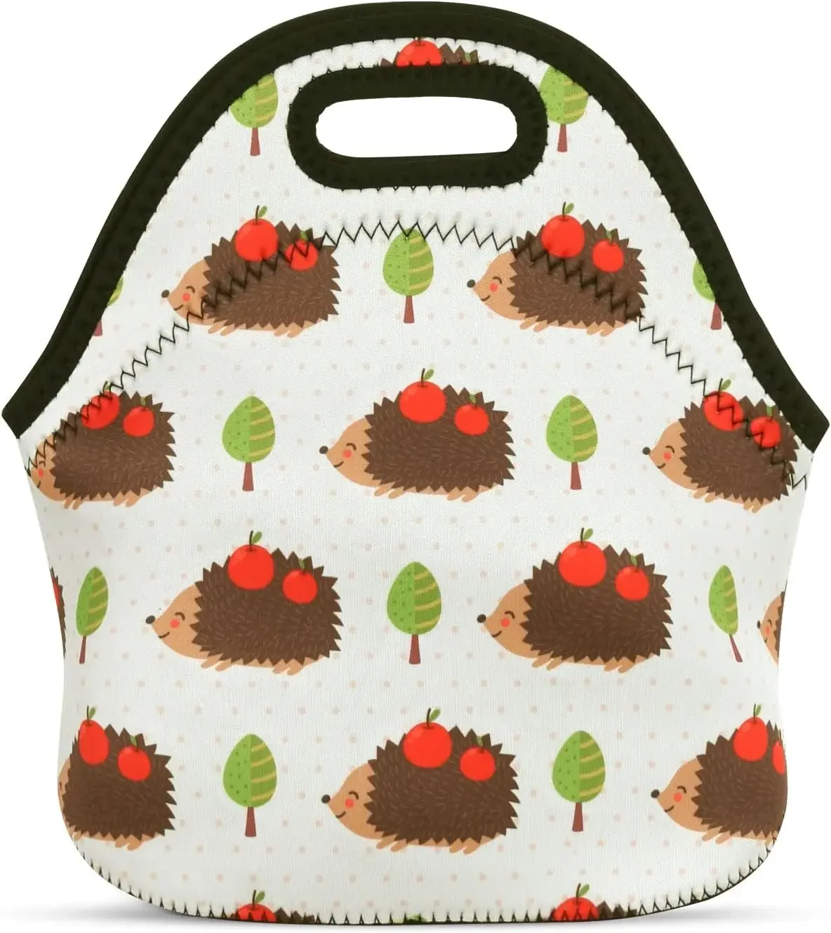 Violet Mist Womens Cute Reusable Neoprene Lunch Bag Insulated Lunch Box Hedgehog Animal Thermal Tote Waterproof Leakproof