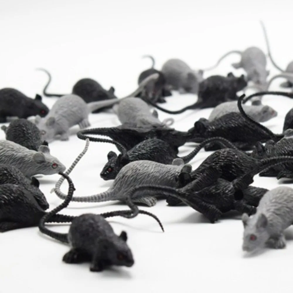 10pcs Hallowen Party Decor Fake Rat Mini Plastic Mouse Model Festival Gift Creative Kids Toy Trick Prank Prop