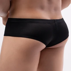 Men Sexy Boxers Half Hip Wrap Bikini Briefs Mini Low Waist Underwear U Pouch Panties Casual Swim Shorts Trunks Solid Thin Pants