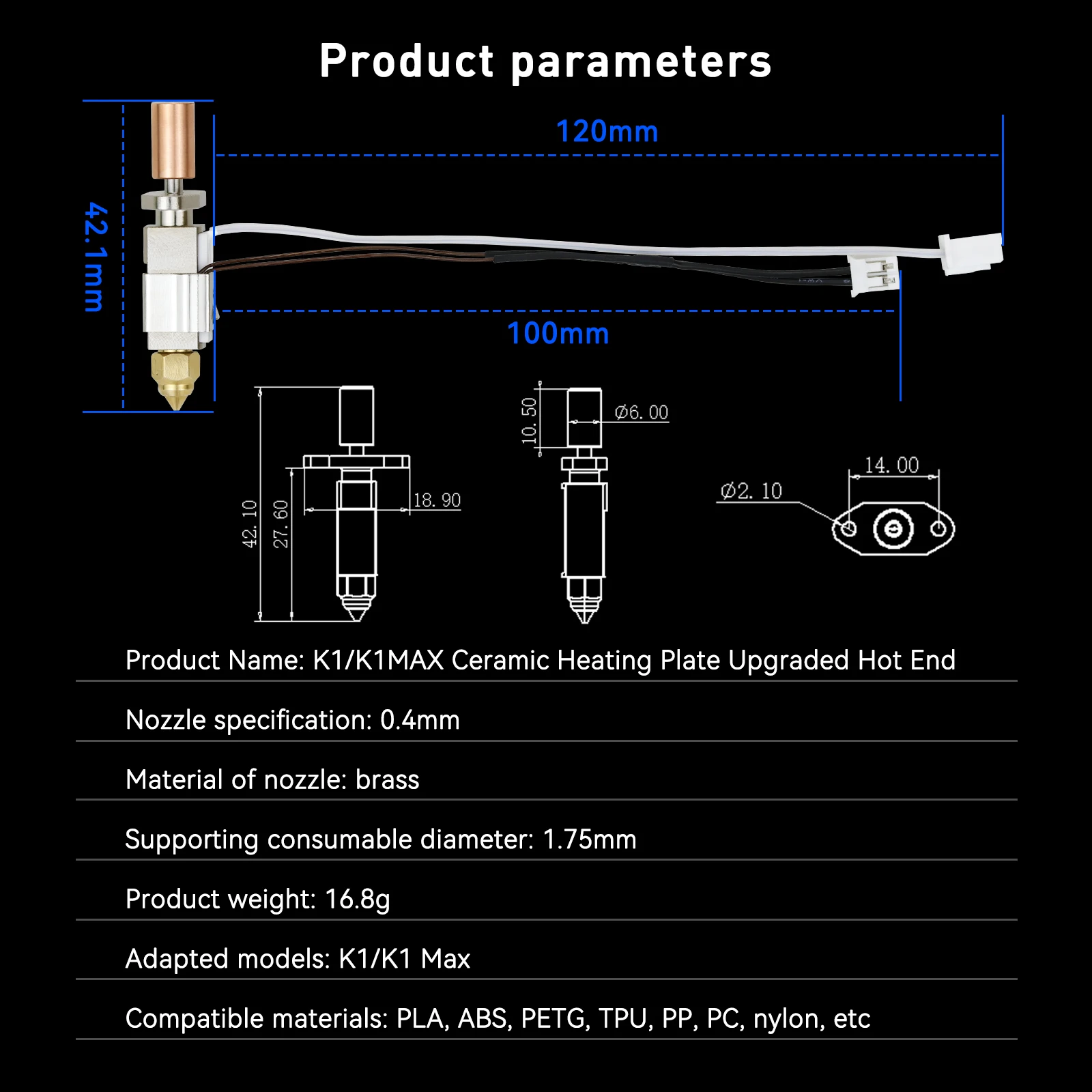 Creality Hotend CR-M4 K1 K1 Max Hotend 키트, Creality K1 업그레이드 Hotend 깍지 도금 구리용 세라믹 히팅 블록