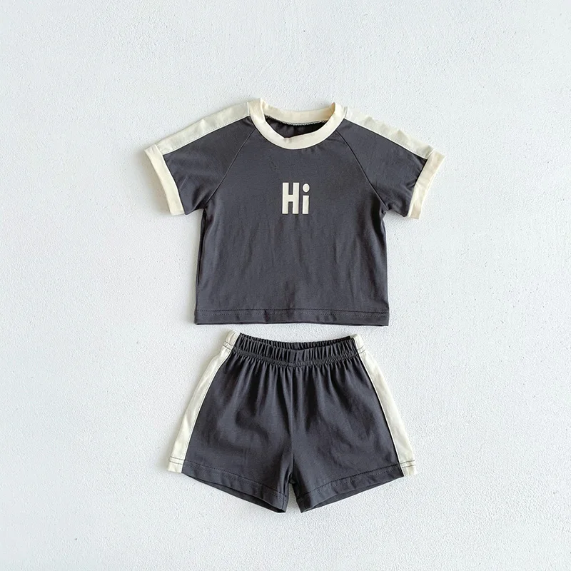 Summer Baby Boy Clothes Set Letter Print Tee and Shorts