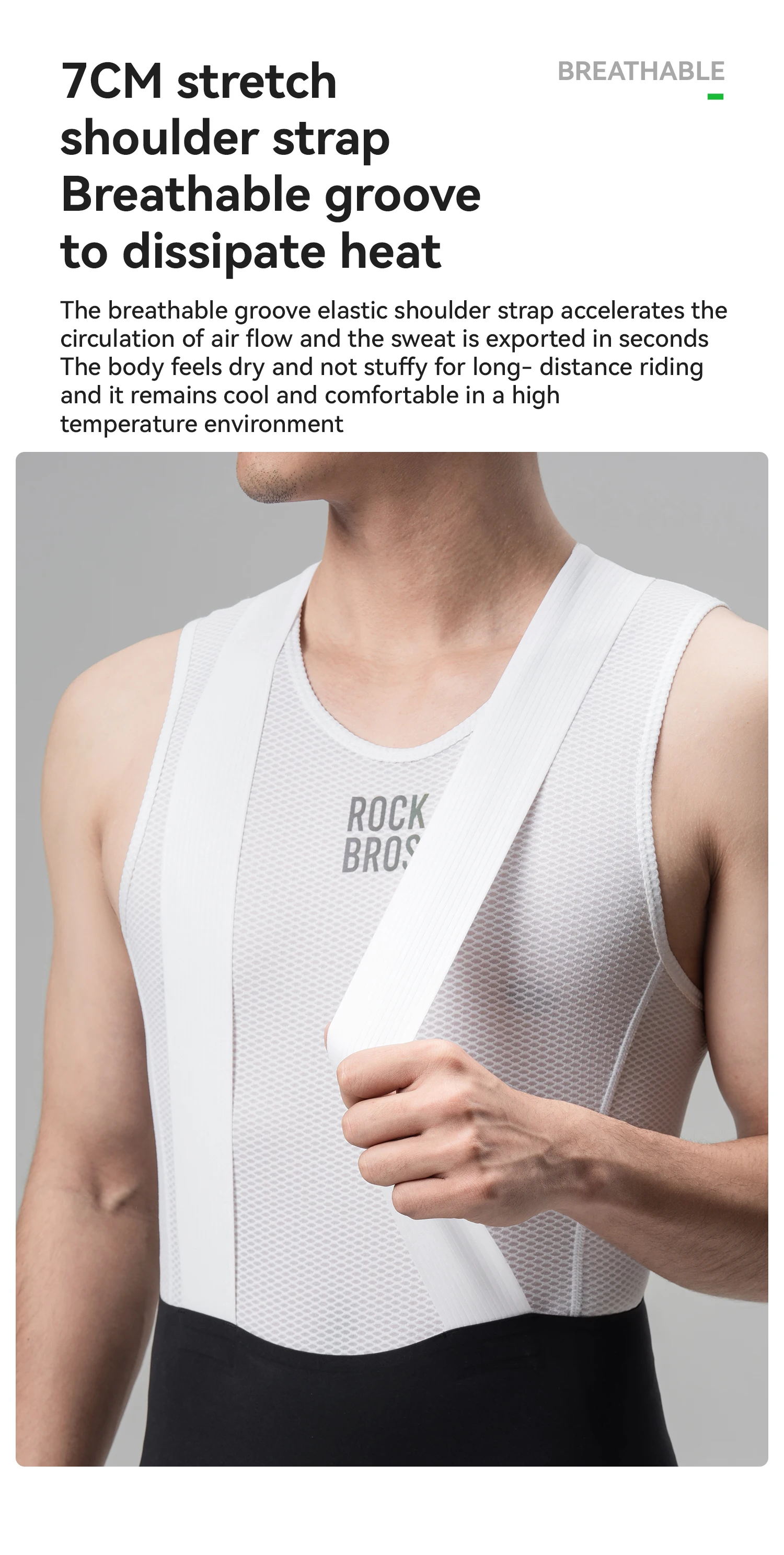 ROCKBROS Herren Radsport-Trägerhose, nahtlos, italienische Schnittstelle, Polsterung, Fahrrad-Trägerhose, kurze Hose, atmungsaktiv, Fahrrad-Shorts, leicht – Detail 9