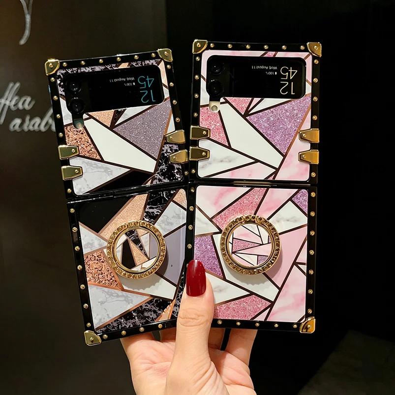 Luxury Leather Ring Case with Gold Stand – Premium Phone Cover