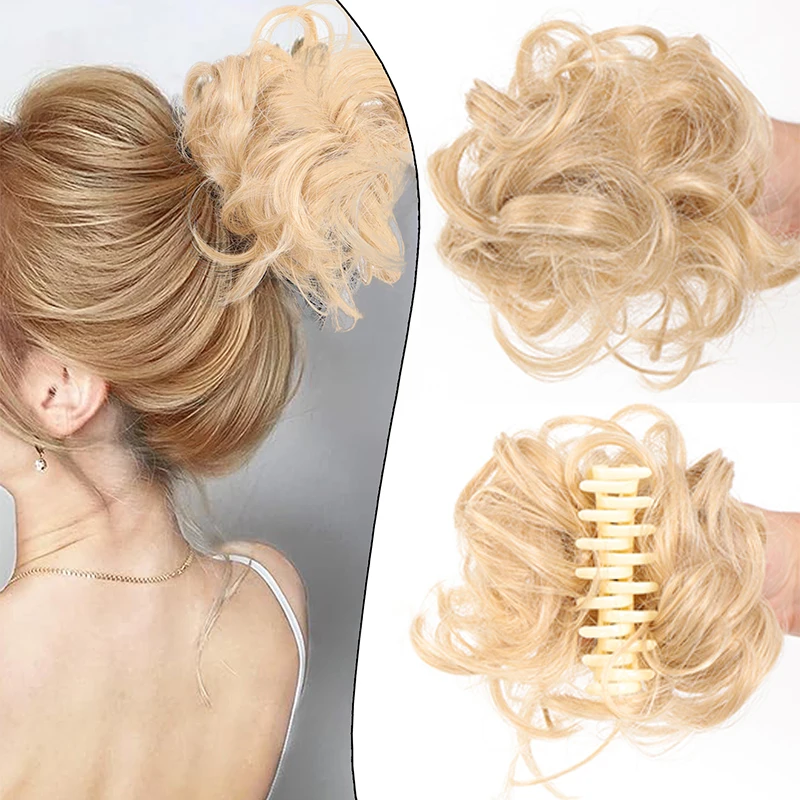 Synthetic Curly Chignon Hair extension Women Hair Bun with Claw Clip Heat Resistant Updo Cover Hairpiece Extensions Accessories