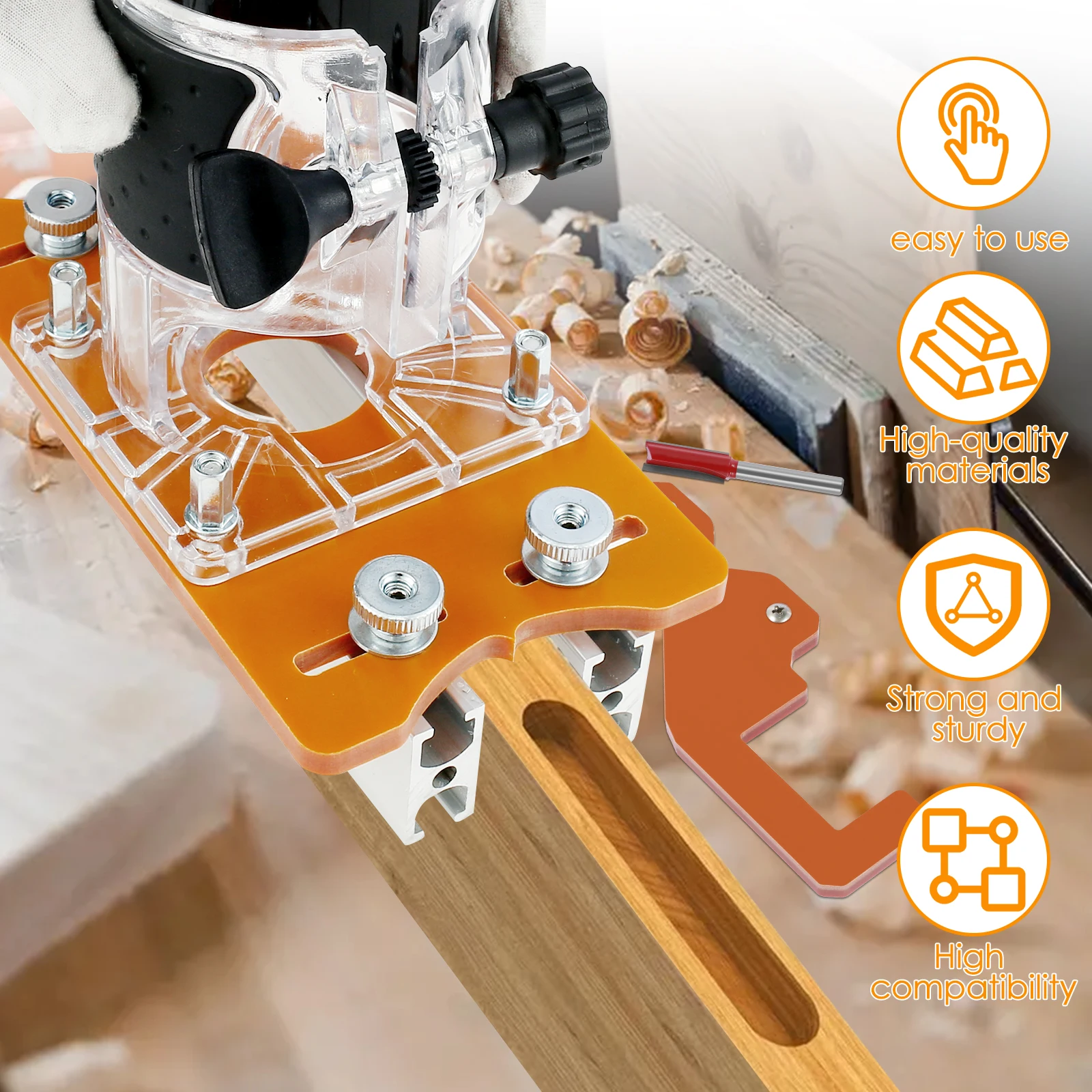 

Trimming Machine Slotted Bracket Sturdy 2 in 1 Invisible Fastener Slotting Bracket Stable Wood Router Slotting Locator