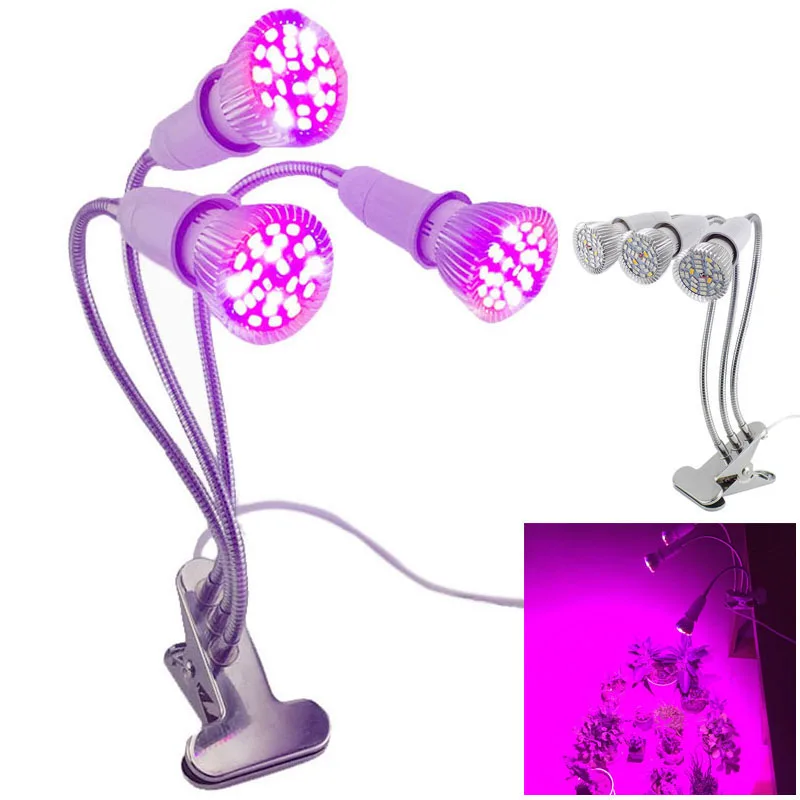 3 Head Led Grow Light Uv Ir Flower Full Spectrum Plant Lights Indoor Growbox Cultivo Plant Lamp Hydroponics Green House