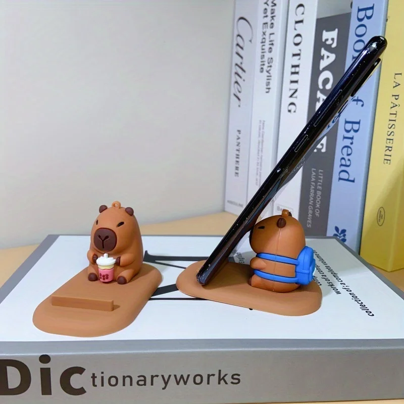 Capybara Phone Stand with Expressive Eyes Non-Slip Base Desk Organizer for Home Office Decor Gift