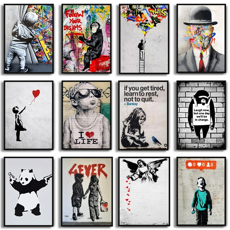 Banksy Street Graffiti Decorative Canvas Painting Girl with