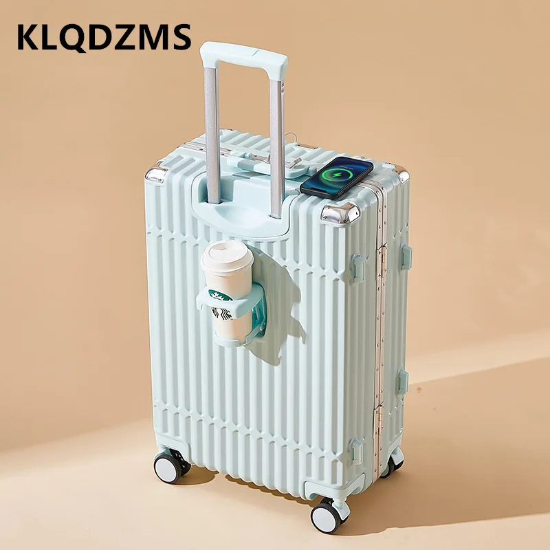 KLQDZMS-Alumínio Quadro Mala, Grande Capacidade de Rolamento Bagagem Caixa, Trolley Case Universal, de Alta Qualidade, 20 