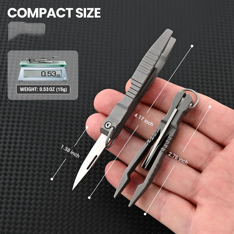 Tweezers Multitool, Precision Tweezer With Pocket Knife, 2 In 1 Titanium Tweezers For Craft,Soldering 6