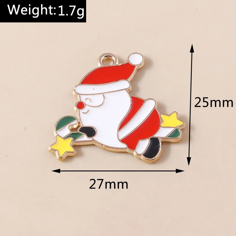 Leslie 10 Stück neue Emaille-Weihnachtsanhänger, Hirschglocke, Schneemann, Weihnachtsmann-Anhänger für DIY-Halskette, Ohrring, Schmuckzubehör – Detail 18