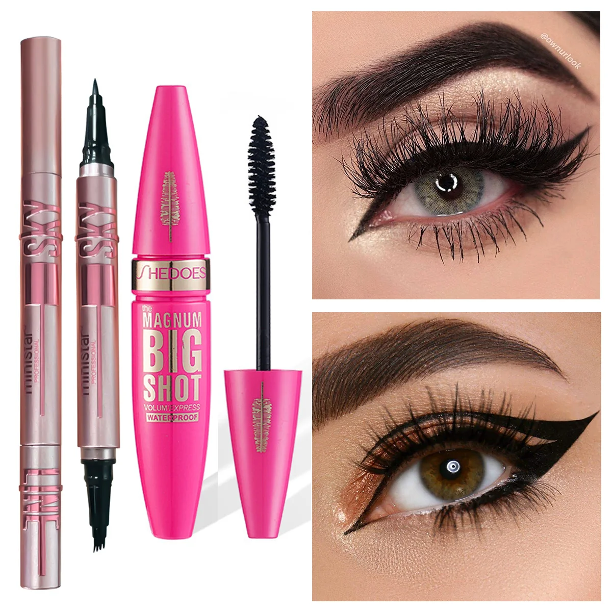 Eyebrow Pencil Eyeliner Mascara Set Double head dual-use two-piece set
