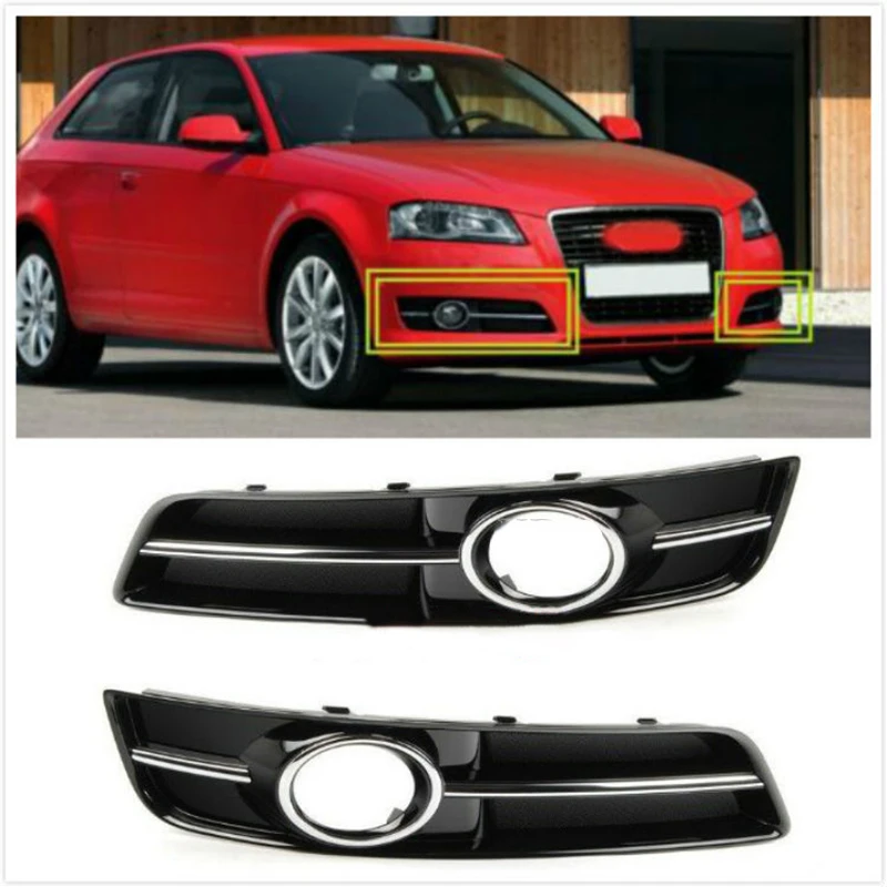 

Auto Left Right Side Front Bumper Fog Light Grill Cover Racing Grills For Audi A3 2010 2011 2012 2013