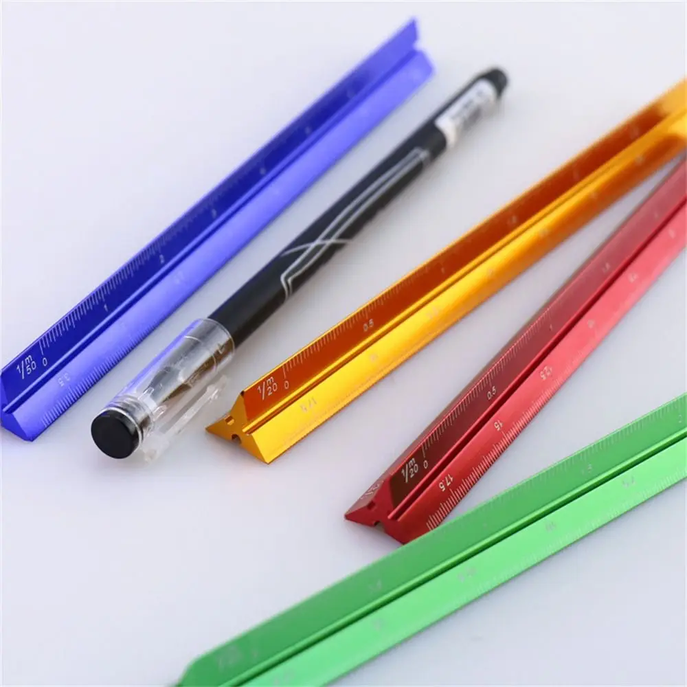 Stainless Steel Ruler Triangle Ruler Drawing Ruler 15cm 30cm Aluminum Triangular Scale Ruler 1:20-1:600 Alloy Metal Scale stainless steel ruler,triangle ruler,drawing ruler