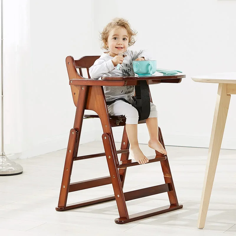 Baby Dining Chair Children's Dining Table Chair Solid Wood Portable Multifunctional Foldable
