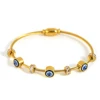 Lucky Dvil's Eye Bracelet Stainless Steel Blue Evil Eye Golden Thin Cuff Bangle with Rhinestones For Men Women Fashion Jewelry 3