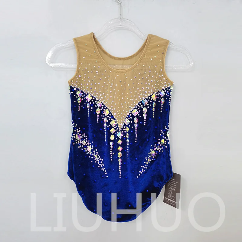 LIUHUO Rhythmic Gymnastics Leotards Pink Three-dimensional Artificial Flower Girl Competition Performance, Pink, XS - View #5