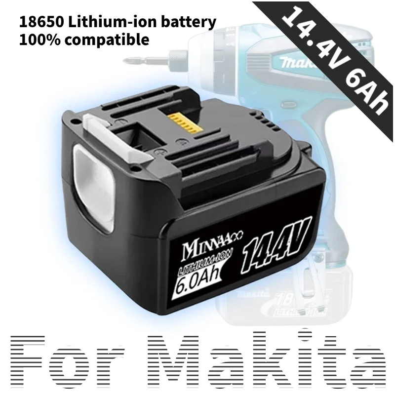 

14.4V 6000mAh Rechargeable Li-ion Battery For Makita 14V Power Tools 5.0Ah Batteries BL1460 BL1430 1415 194066-1