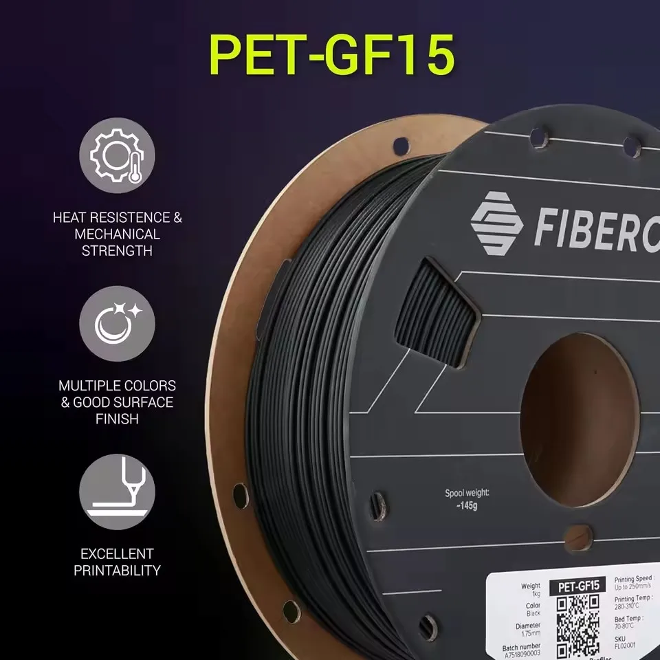 Polymaker Fiberon PET-GF15 1kg 1.75mm 유리 섬유 3D 프린팅 필라멘트 라인 소모품 고강성 안정적인 인쇄 재료