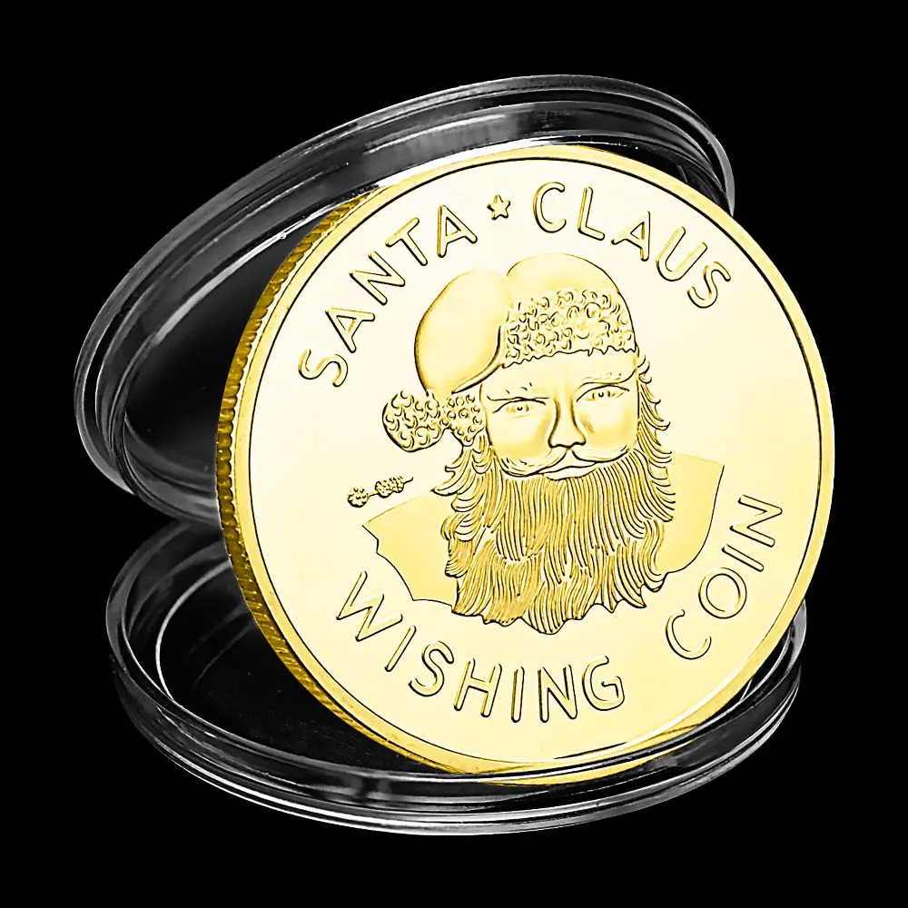 Merry Christmas Collectible Gold Plated Souvenir Coin Santa Claus Wishing Basso-Relievo Commemorative | Дом и сад
