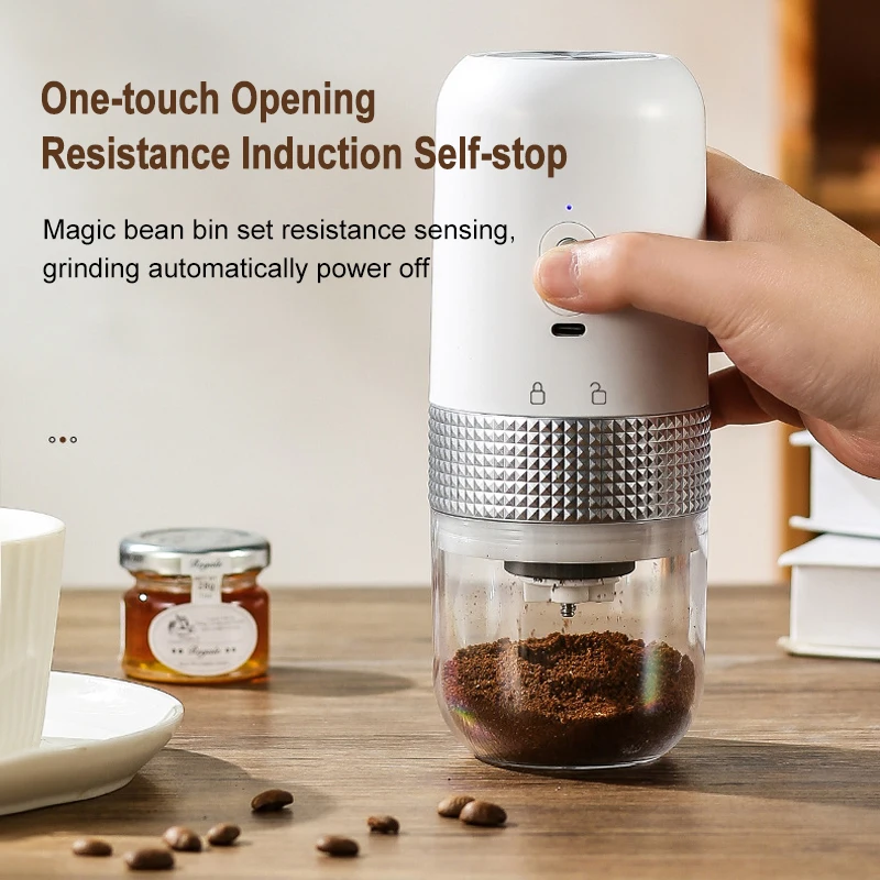 Cordless Coffee Grinder Electric, USB Rechargeable Coffee Bean Grinder with  5 Grind Settings, Portable Coffee Bean Grinder for Camping/Travel 