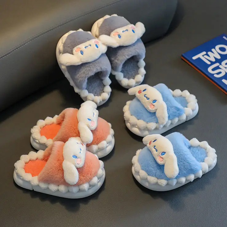 

Шлепанцы Cinnamoroll хлопковые для девочек, симпатичные детские домашние Нескользящие теплые тапочки из хлопка с мультяшным рисунком для мужчин и женщин
