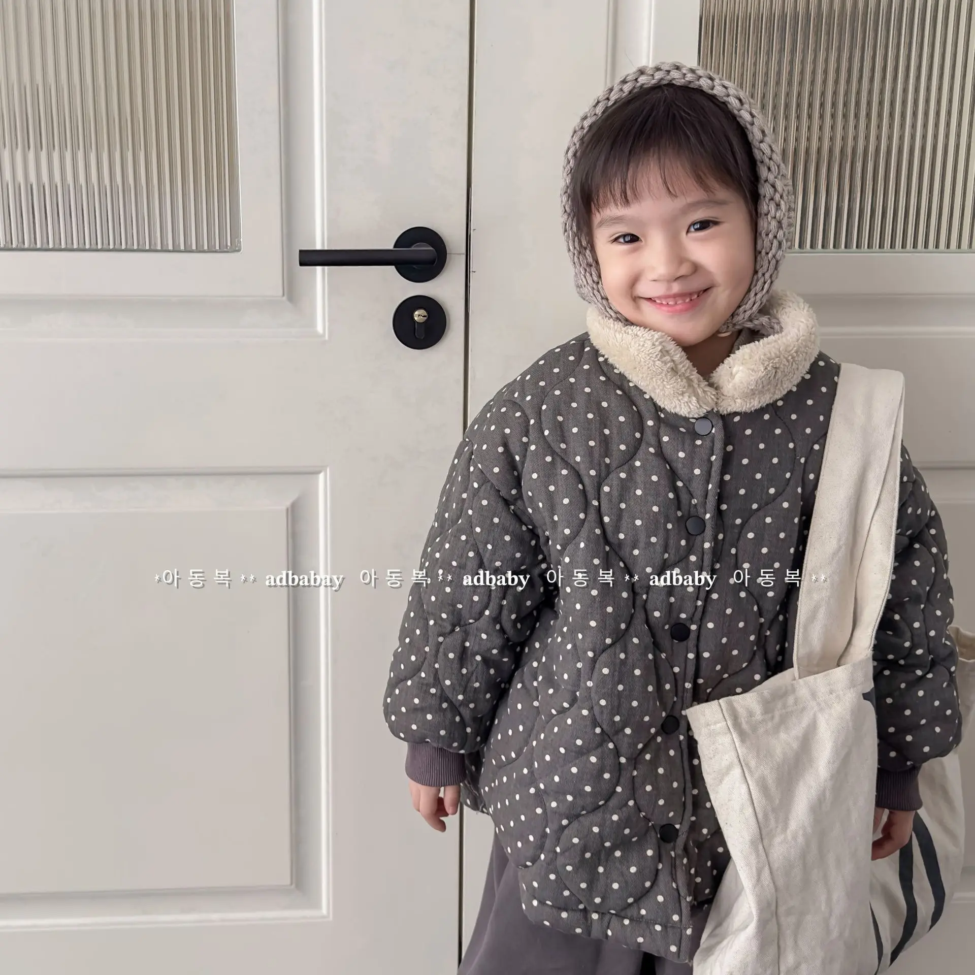 

2022 New Winter Children Warm Coat Plus Velvet Thick Kids Long Sleeve Jacket Fashion Dot Print Baby Padded Jacket Girls Clothes