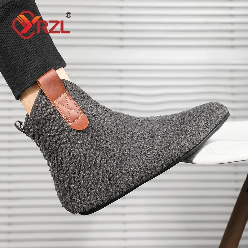 YRZL Cotton Shoes Male Boots Men Winter Warm Indoor Home Shoe Comfortable Plush Man Casual Shoes Soft  Anti-slip Walking Shoes — view 4