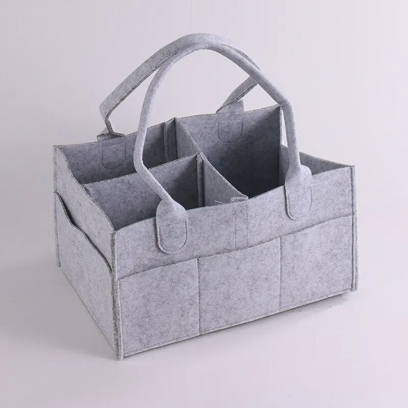 Borsa Per Pannolini In Feltro | Organizer Da Viaggio Con 5 Scomparti | Portatile, Pieghevole, Leggera (260g) | Per Mamma, Auto, Passeggiate - Grigio
