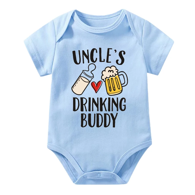 Funny Uncle's/Daddy's Drinking Buddy Print Baby Rompers Cotton Short Sleeve Boys Girls Jumpsuits Summer Infant Bodysuits Gifts 5