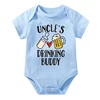 Funny Uncle's/Daddy's Drinking Buddy Print Baby Rompers Cotton Short Sleeve Boys Girls Jumpsuits Summer Infant Bodysuits Gifts 5