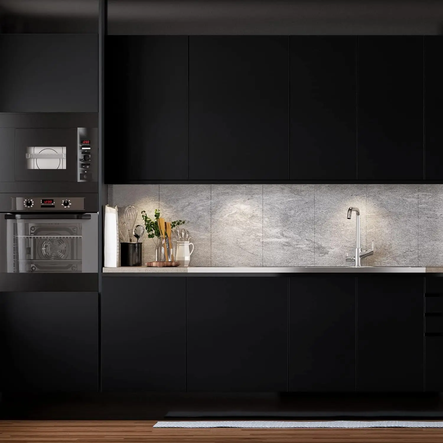 Matte Black Self-Adhesive and Removable Vinyl Wallpaper Waterproof  Contact Paper for Cabinets Countertops Wall Covering 2