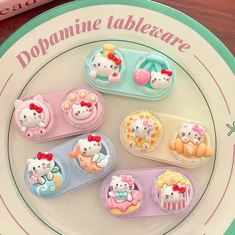 

Hello Kitty аниме Kawaii Sanrio Ins контактные линзы фотография милый мультфильм Ins портативный мини-Компаньон коробка для хранения подарки для детей
