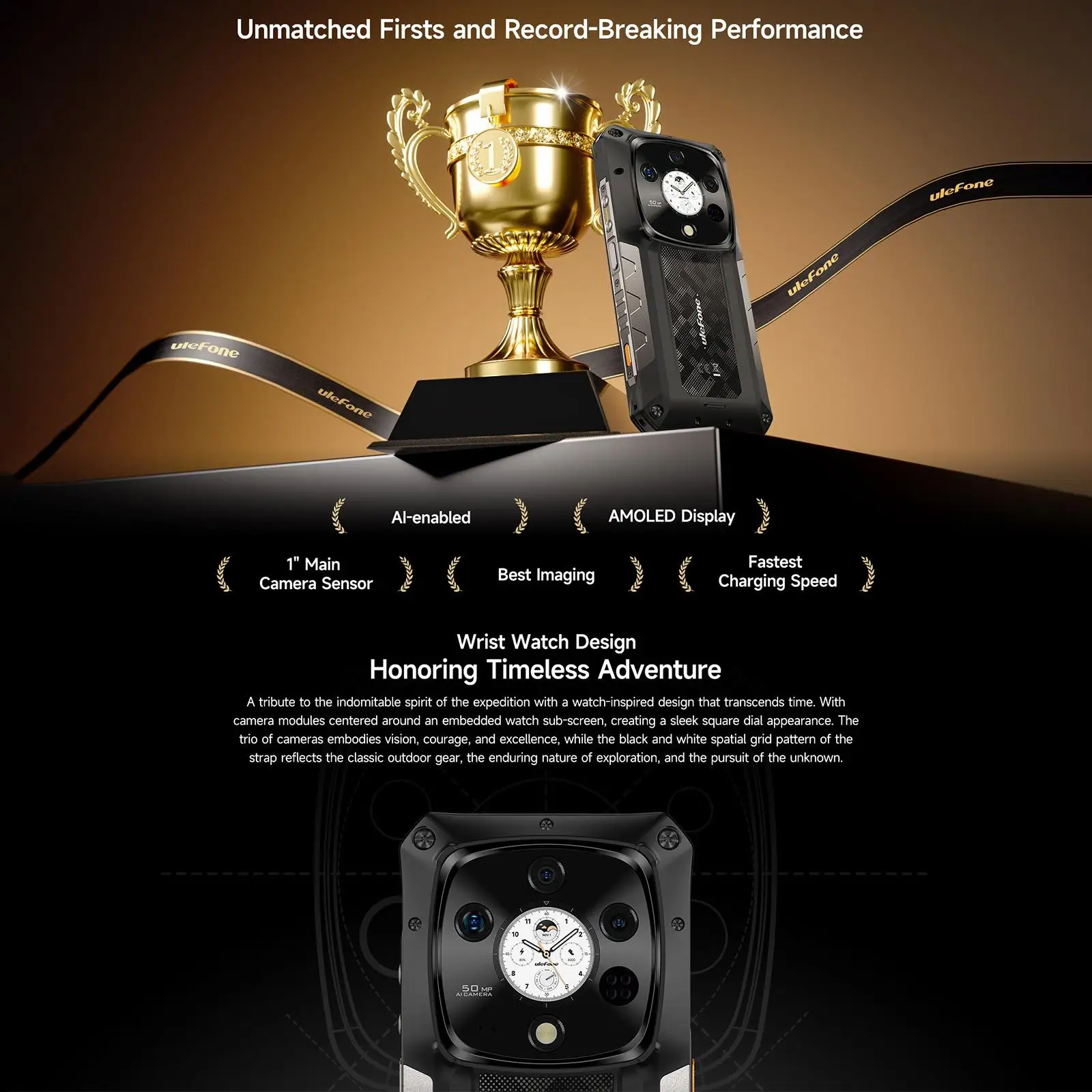 Ulefone Armor 28 Pro 5G AI Rugged Phone 16GB+512GB 10600mAh 6.67'' AMOLED Android 15 64MP 120W Dimensity 7300 Smartphone