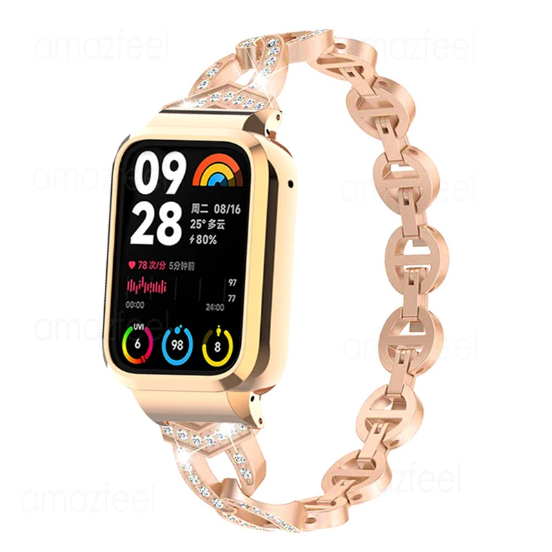 

Metal Strap Case Protector for Xiaomi Mi Band 8 Pro Smart Band Diamond Bracelets For Mi band 7 Pro Protective Cover Shell Frames