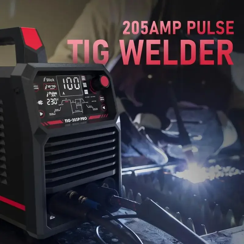 YESWELDER TIG-205P-PRO Pulsed 205Amp TIG Welder, Stick/DC TIG/Pulse TIG 3-In-1 IGBT Inverter Large LED Digital Display 2