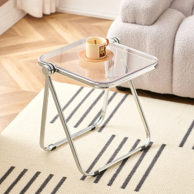 

Transparent Folding Sofa Side INS Living Room Coffee Table Bedrooms Corner Desk Portable Mini Small End Tables Furniture