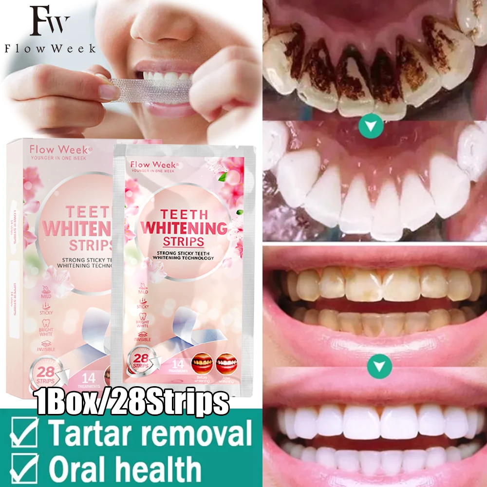 FlowWeekTeethWhiteningCleaningStripsRemovalPlaqueStainOral