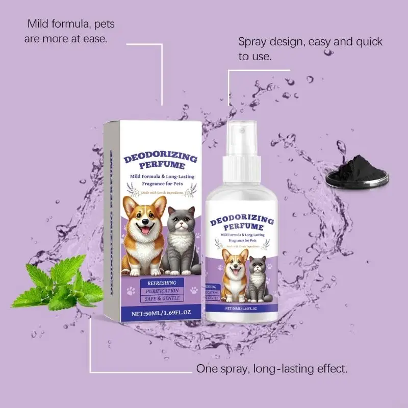 Everyday Use Pet Odor Eliminating Sprayers 50ml Natural Ingredient For Sensitive Pet Owners And Travel Convenient Efficient