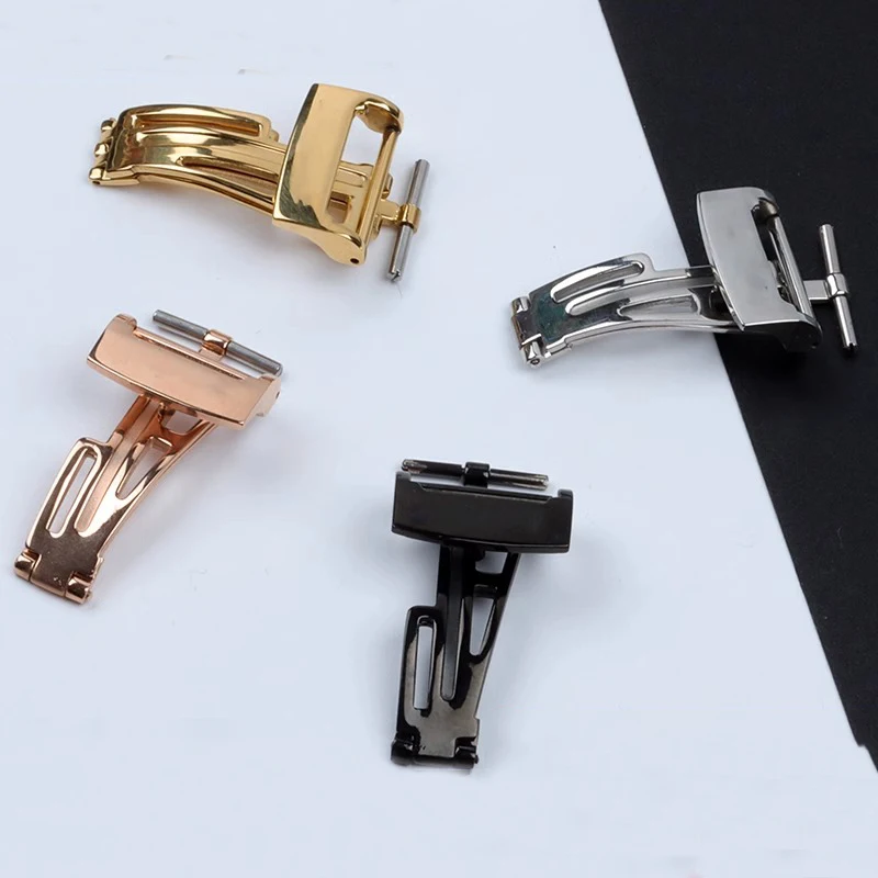 Per Ap Watch Buckle Royal Oak Vera Pelle Di Gomma Cinturino Per Orologio In Vera Pelle Fibbia Pieghevole 18Mm Oro Rosa Nero Argento