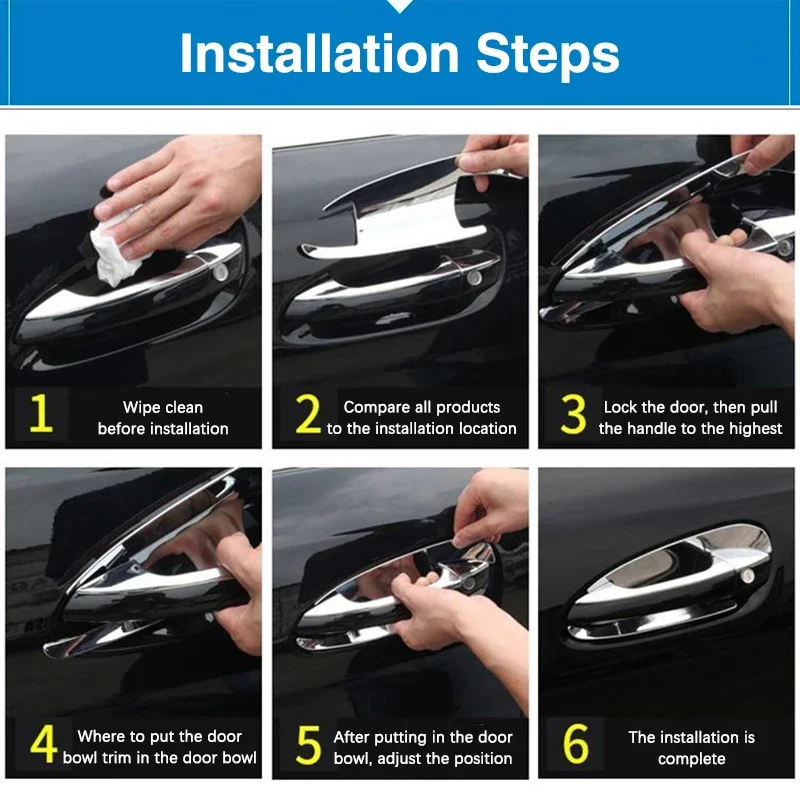 Chrome Smart Door Handle Cover - Car Exterior Styling Accessory with Protective Film Stickers