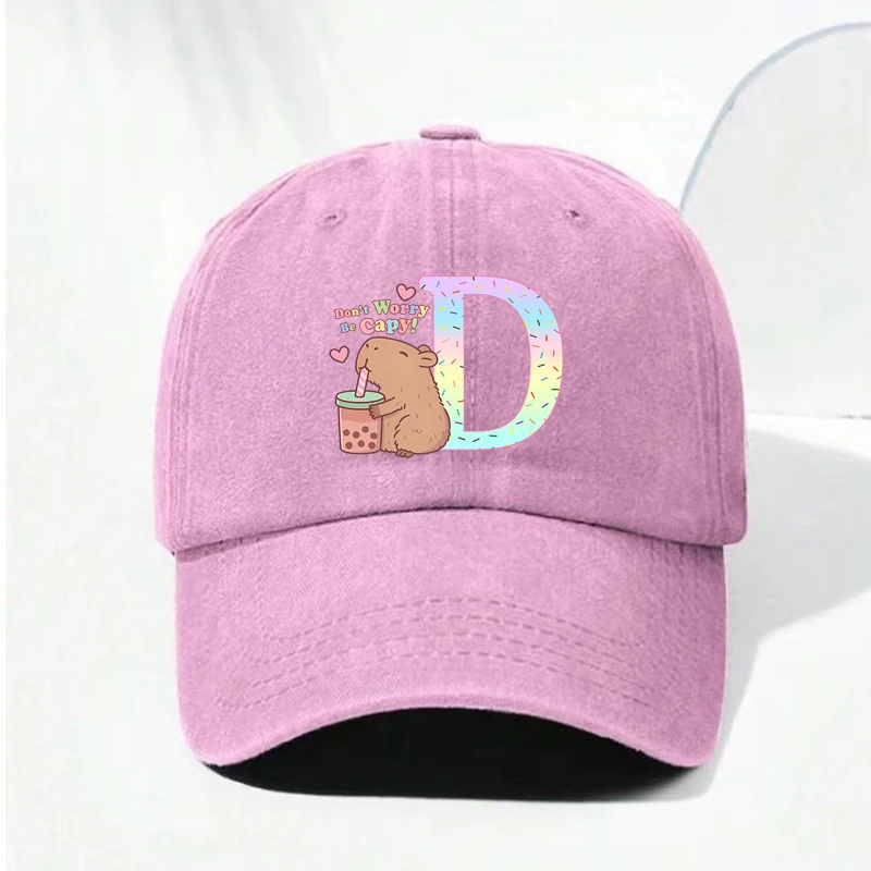 Charming Capybara Alphabet Baseball Cap – Summer Adjustable Sun Hat