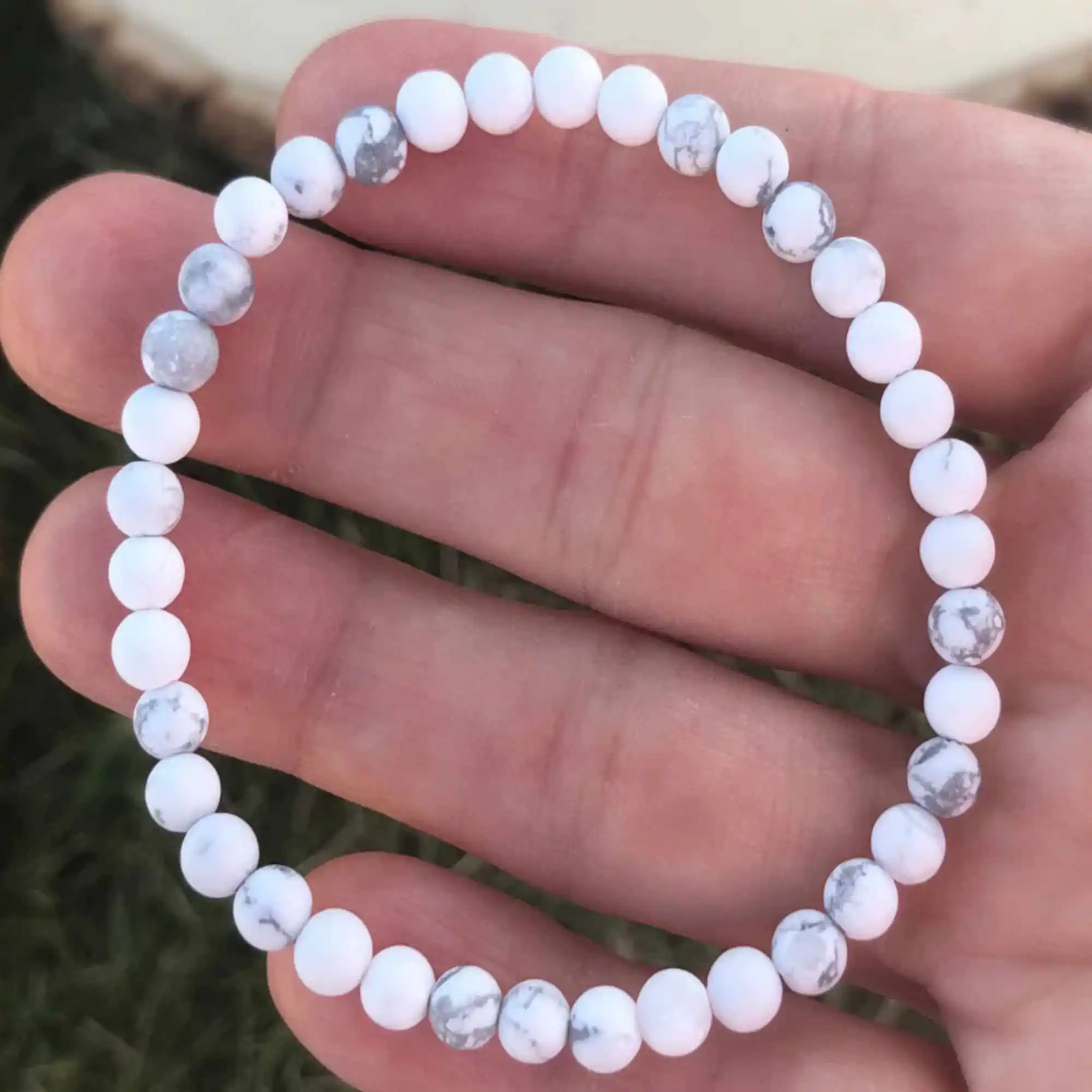 

4mm Natural round white howlite gemstone beads Bracelet Thanksgiving Day Energy Practice Healing Taseel Blessing Colorful