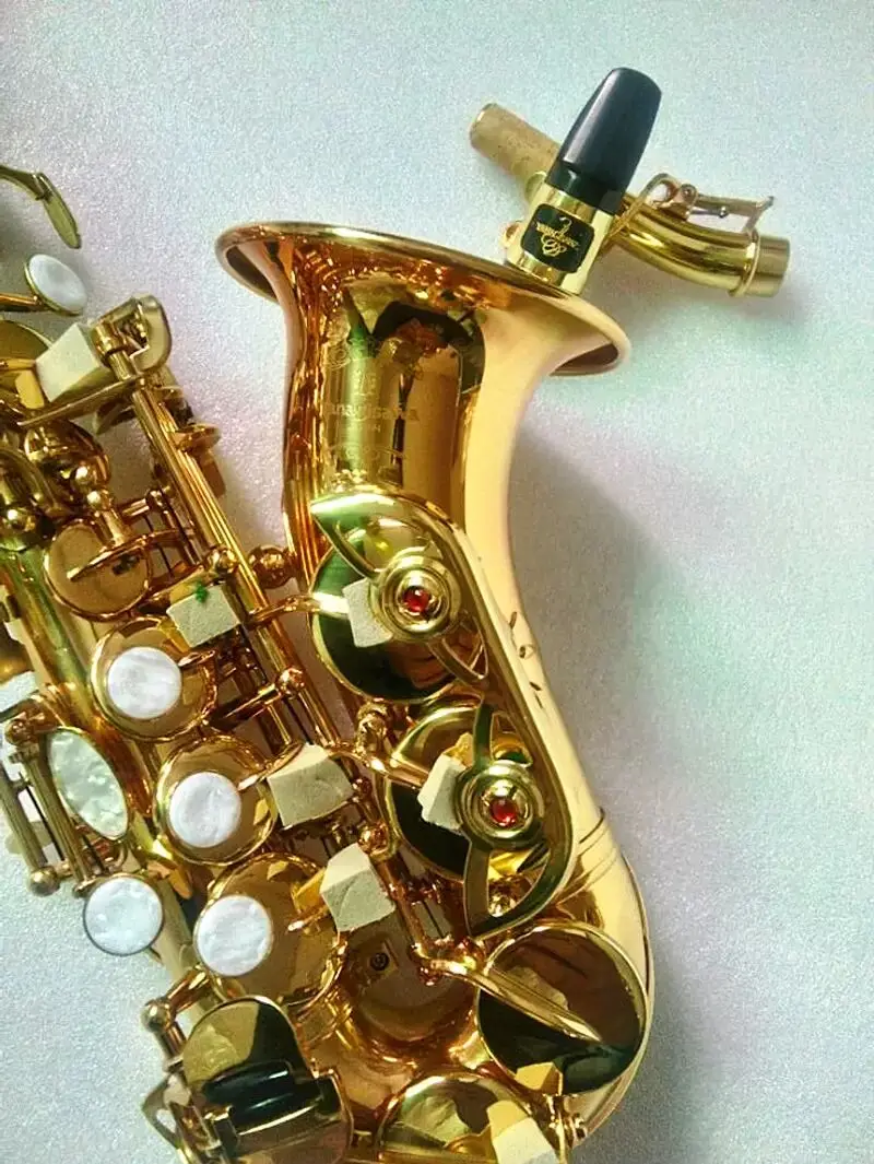 High quality Curved soprano saxophone S-991 Gold Professional playing instrument curved soprano sax mouthpiece