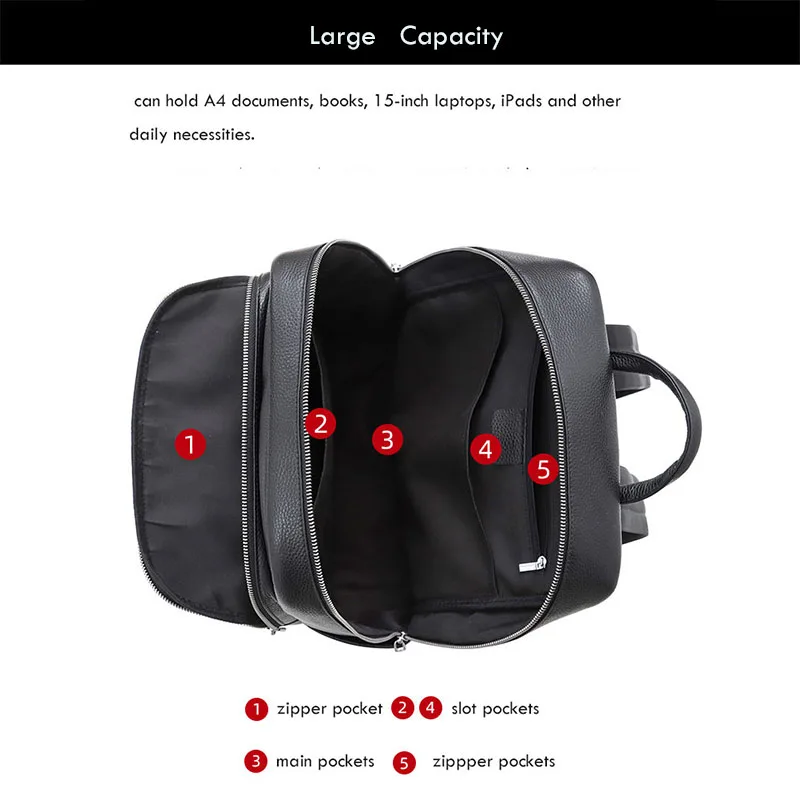 YIFANGZHE  Genuine Leather Backpack School Laptop Travel Camping Computer Shoulder Bag Gym Sports Backpacks for Men