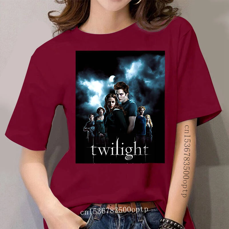 Camiseta de manga corta de algodón personalizada de la Saga Crepúsculo negro para mujer, camisetas Hipster para mujer, de a la moda| | -