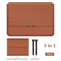 Versatile Laptop Sleeve Case with Built-in Stand for Ultimate Protection and Convenience (Brown)