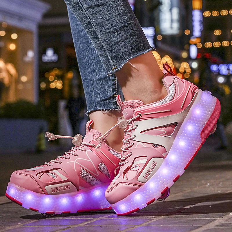 Maat 28 40 Kinderen Led Light Up Schoenen Jongens Usb Opladen Lichtgevende  Sneakers Met Dubbele Wielen Meisjes Gloeiende Roller dubbele Schoenen| | -  AliExpress